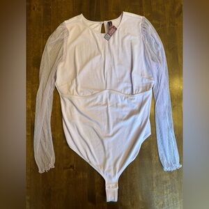 New Adore Me 1X Bodysuit Purple Sexy Lingerie Romantic‎ One Piece Lace 💜